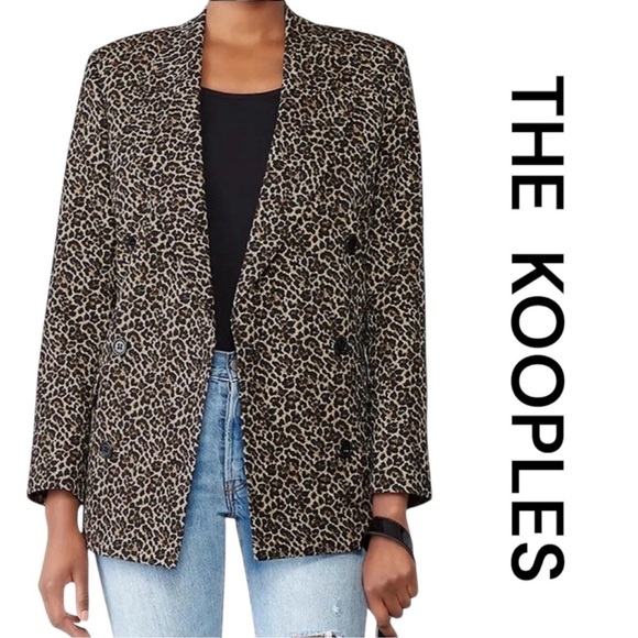 THE KOOPLES Double-Breasted Animal Print Blazer Size 3/L.